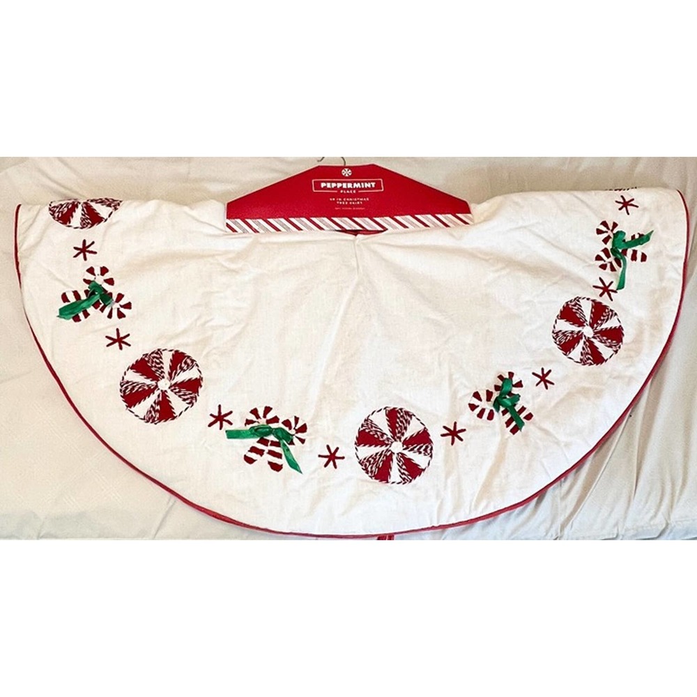 48" Peppermint and Candy Cane Christmas Tree Skirt